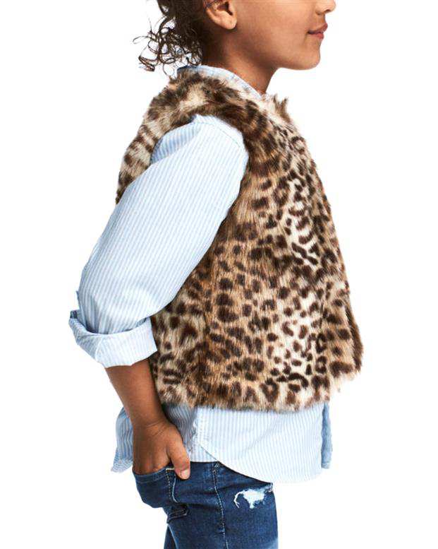 جلیقه دخترانه کرم قهوه‌ای پلنگی H&M